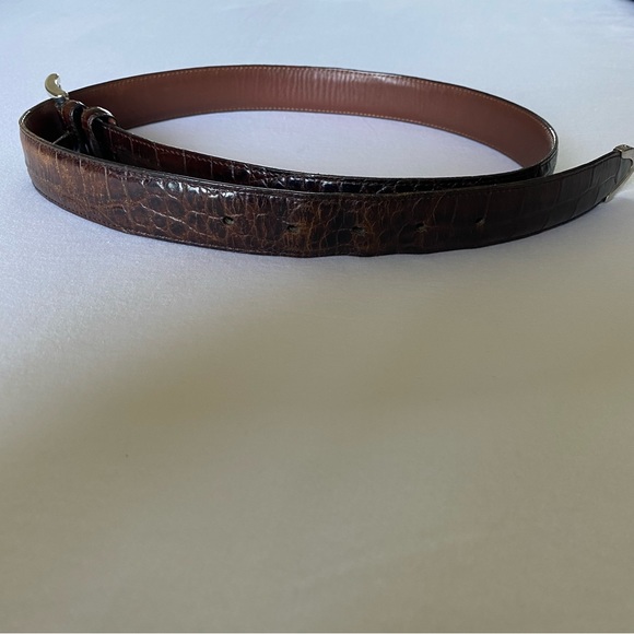 Men's Dark Brown Vintage Leather Crookhorn Belt - Picture 2 of 7